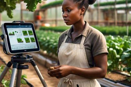 Digital technology in agriculture, showcasing a weather monitoring system